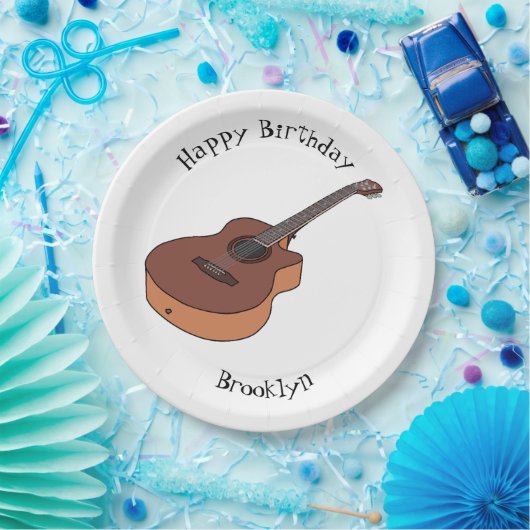 Akoestische gitaarafbeelding cartoon papieren bordje (Feest)
