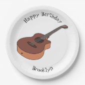 Akoestische gitaarafbeelding cartoon papieren bordje (Voorkant)