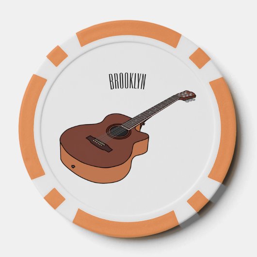 Akoestische gitaarafbeelding cartoon poker chips (Achterkant)
