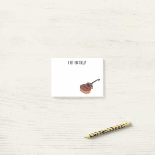 Akoestische gitaarafbeelding cartoon post-it® notes (Op bureau)