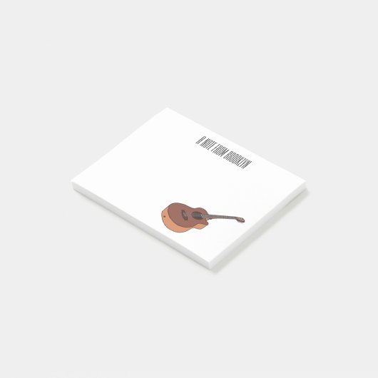 Akoestische gitaarafbeelding cartoon post-it® notes (Schuin)