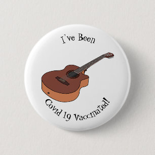 Akoestische gitaarafbeelding cartoon ronde button 5,7 cm