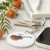 Akoestische gitaarafbeelding cartoon sleutelhanger (Voorkant Rechts)