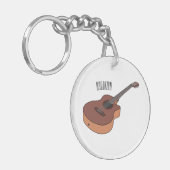 Akoestische gitaarafbeelding cartoon sleutelhanger (Voorkant Links)