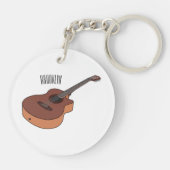 Akoestische gitaarafbeelding cartoon sleutelhanger (Achterkant)