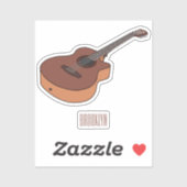 Akoestische gitaarafbeelding cartoon sticker (Vel)
