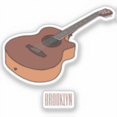 Akoestische gitaarafbeelding cartoon sticker (Voorkant)