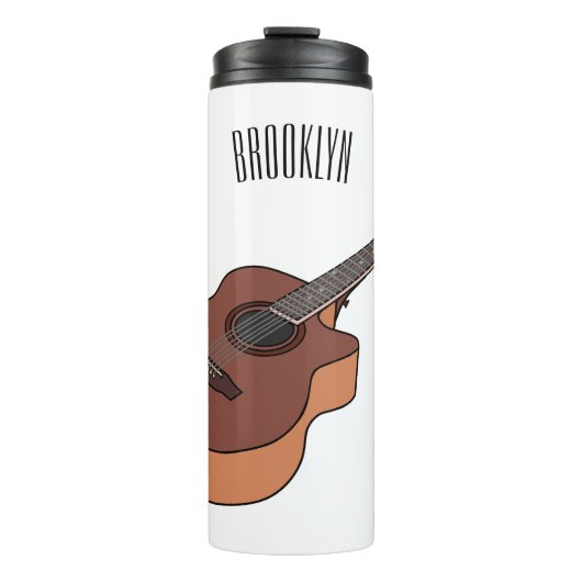 Akoestische gitaarafbeelding cartoon thermosbeker (Voorkant)