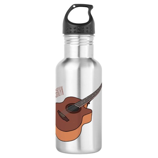 Akoestische gitaarafbeelding cartoon waterfles  (Voorkant)