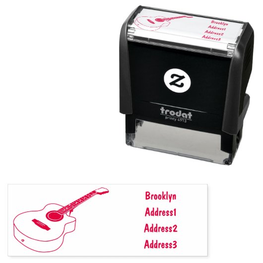 Akoestische gitaarafbeelding cartoon  zelfinktende stempel (In situ)