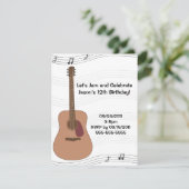 Akoestische gitaarillustratie Birthday Uitnodiging (Staand voorkant)