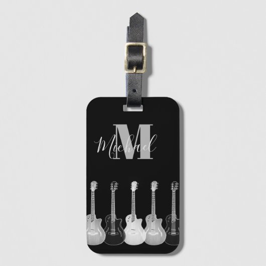 Akoestische gitaarmonogram monochromatische gitari bagagelabel (Voorkant (verticaal))