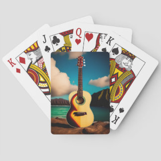 Akoestische gitaarspeelkaarten pokerkaarten