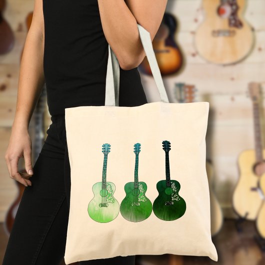 Akoestische gitaren afbeelding groen tote bag