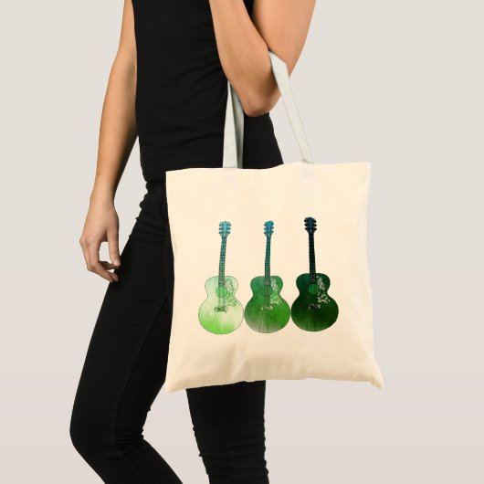 Akoestische gitaren afbeelding groen tote bag (Voorkant (product))