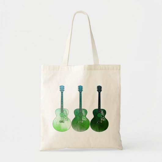Akoestische gitaren afbeelding groen tote bag (Voorkant)
