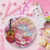 Akoestische gitaren en buistraten papieren bordje (Feest)