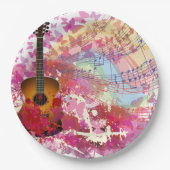 Akoestische gitaren en buistraten papieren bordje (Voorkant)