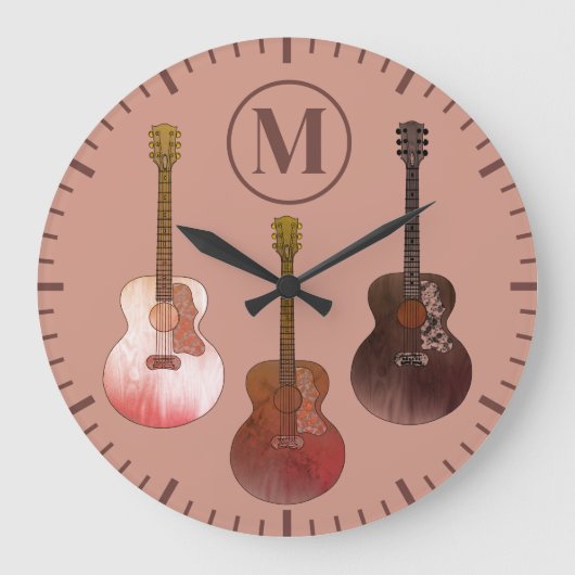 akoestische gitaren gepersonaliseerd Rustic Brown Grote Klok (Voorkant)