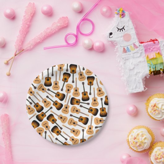 Akoestische gitaren papieren bordje (Feest)