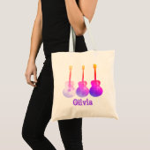Akoestische gitaren pop kunst gepersonaliseerd roz tote bag (Voorkant (product))