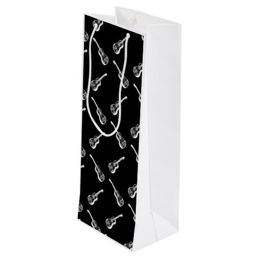 akoestische gitaren Print Art Pattern Black Wijn Cadeautas (Achterkant Gekanteld)