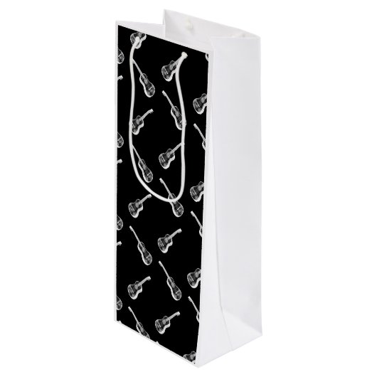 akoestische gitaren Print Art Pattern Black Wijn Cadeautas (Voorkant Gekanteld)