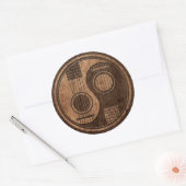 Akoestische Gitaren Yin Yang met Houten Korreleffe Ronde Sticker (Envelop)