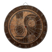 Akoestische gitaren Yin Yang met houtenkorrel-effe Dartbord (Voorkant)