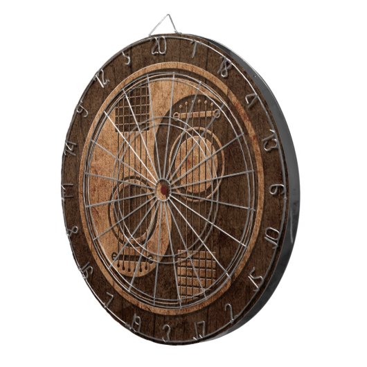 Akoestische gitaren Yin Yang met houtenkorrel-effe Dartbord (Voorkant Rechts)