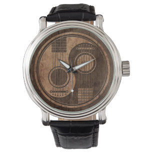 Akoestische gitaren Yin Yang met houtenkorrel-effe Horloge