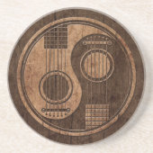 Akoestische gitaren Yin Yang met houtenkorrel-effe Zandsteen Onderzetter (Voorkant)