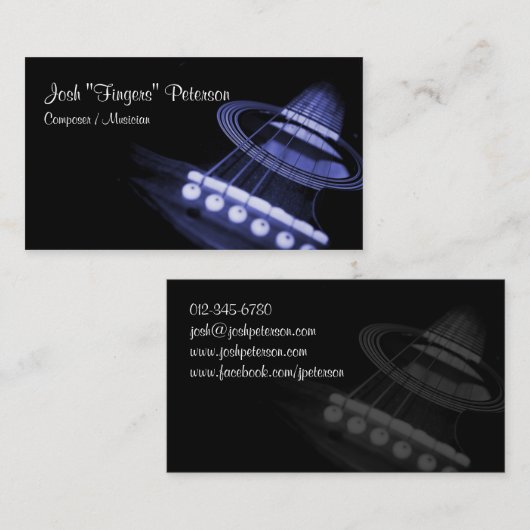 Akoestische gitarist Blue Visitekaartje (Voorkant / Achterkant)