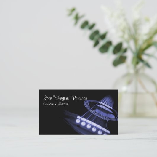 Akoestische gitarist Blue Visitekaartje (Staand voorkant)
