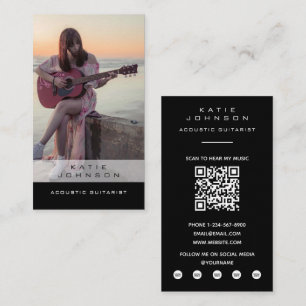 Akoestische Gitarist Muzikant Foto QR Code Visitekaartje