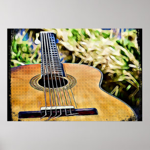 Akoestische Guitar Digital Art Poster
