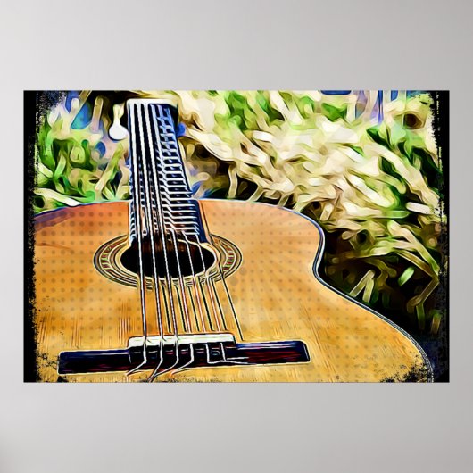 Akoestische Guitar Digital Art Poster (Voorkant)