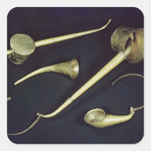 akoestische instrumenten cornets vierkante sticker (Voorkant)