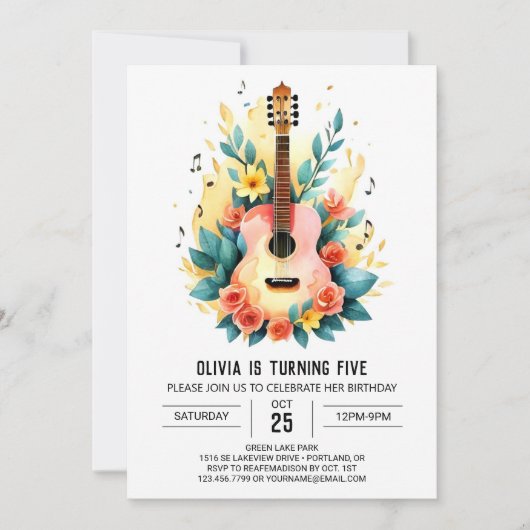 Akoestische muzikant gitaar verjaardag kaart (Voorkant)