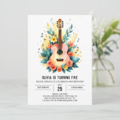 Akoestische muzikant gitaar verjaardag kaart (Staand voorkant)