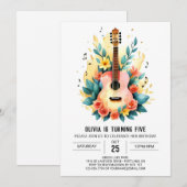 Akoestische muzikant gitaar verjaardag kaart (Voorkant / Achterkant)