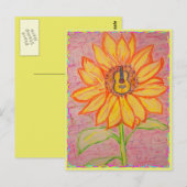 Akoestische zonnebloemprots en -rollen briefkaart (Voorkant / Achterkant)