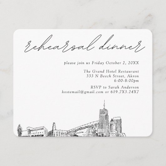Akron Bruiloft Elegant repetitie diner Informatiekaartje (Voorkant)