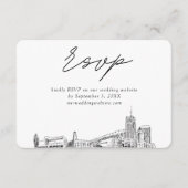 Akron Bruiloft Minimalistische Schets RSVP Informatiekaartje (Voorkant)