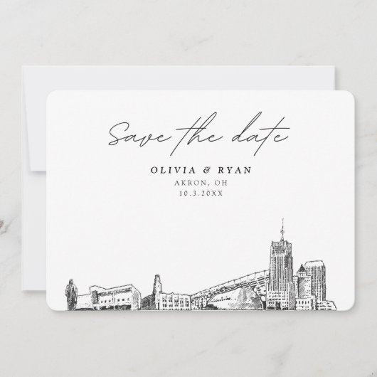 Akron Bruiloft Modern Save the Date Kaart (Voorkant)