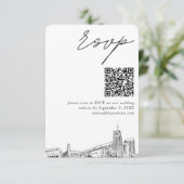 Akron Bruiloft Moderne RSVP QR Code Informatiekaartje (Staand voorkant)