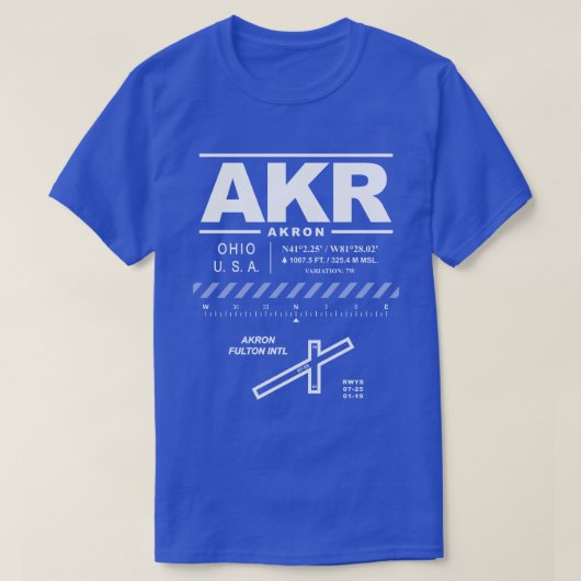Akron Fulton International Airport AKR T-Shirt (Design voorkant)