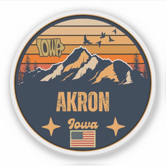 Akron, Iowa, Verenigde Staten Sticker (Voorkant)
