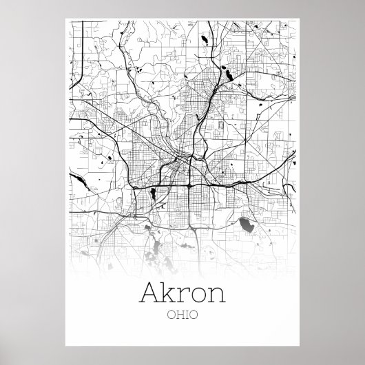 Akron Map - Ohio - City Map Poster (Voorkant)