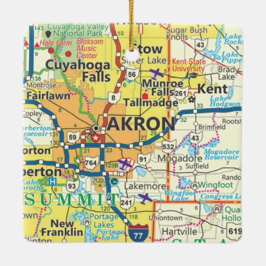 Akron OH  kaart Keramisch Ornament (Achterkant)